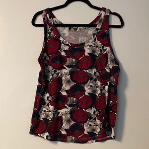 Loft Outlet L TankTop w/ Red, Navy and Pink Floral